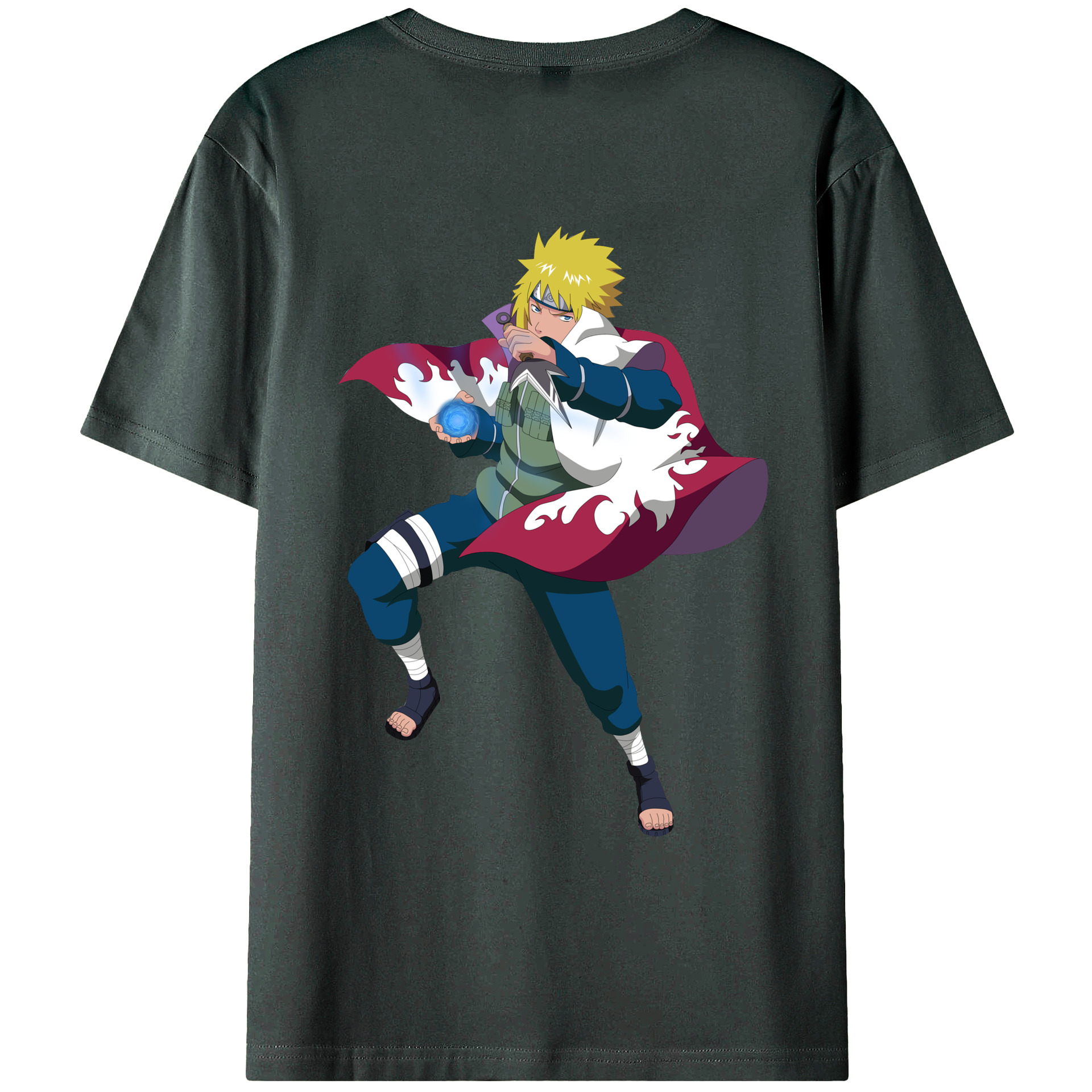 （画像用） NARUTO -ナルト- 波風 ミナト Namikaze Minato 綿100％ メンズ半袖Tシャツ（バックプリント） 通気性